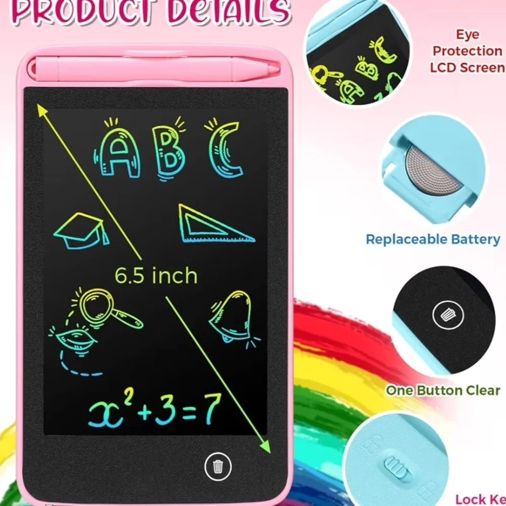 Pink LCD Writing Tablet with Stylus